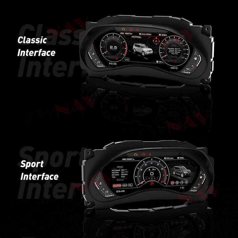 Bảng điều khiển công cụ LCD trên ô tô Nissan Patrol Y62 cho cụm kỹ thuật số đồng hồ tốc độ