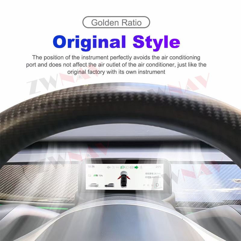 Màn hình cụm công cụ kỹ thuật số 4.6'' Tesla Model 3 Model Y Bảng điều khiển màn hình LCD trên ô tô AMD/ Intel