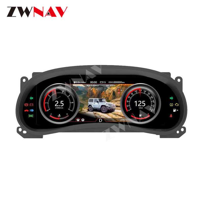 Màn hình cụm công cụ kỹ thuật số LCD 12,3 "Bảng điều khiển xe Jeep Wrangler Định vị GPS