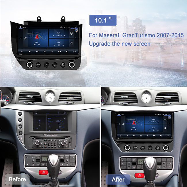 Đài phát thanh ô tô Android 10 Fascia sợi carbon màn hình đen cho Maserati GT / GC GranTurismo